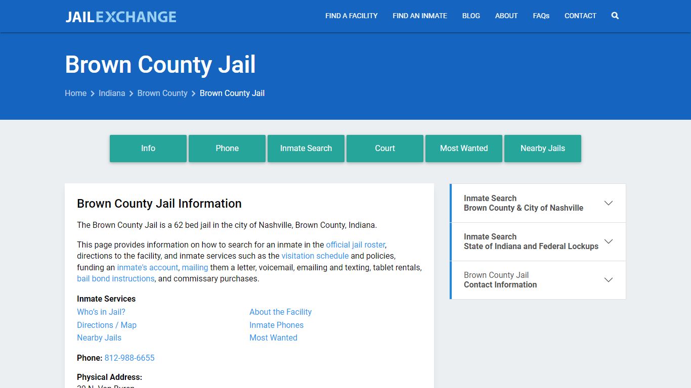 Brown County Jail, IN Inmate Search, Information - Jail Exchange